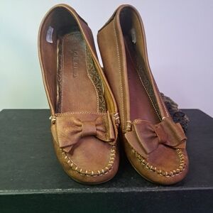 Soul of Africa Women's Brown Bowtie Leather Loafers Flats sz7